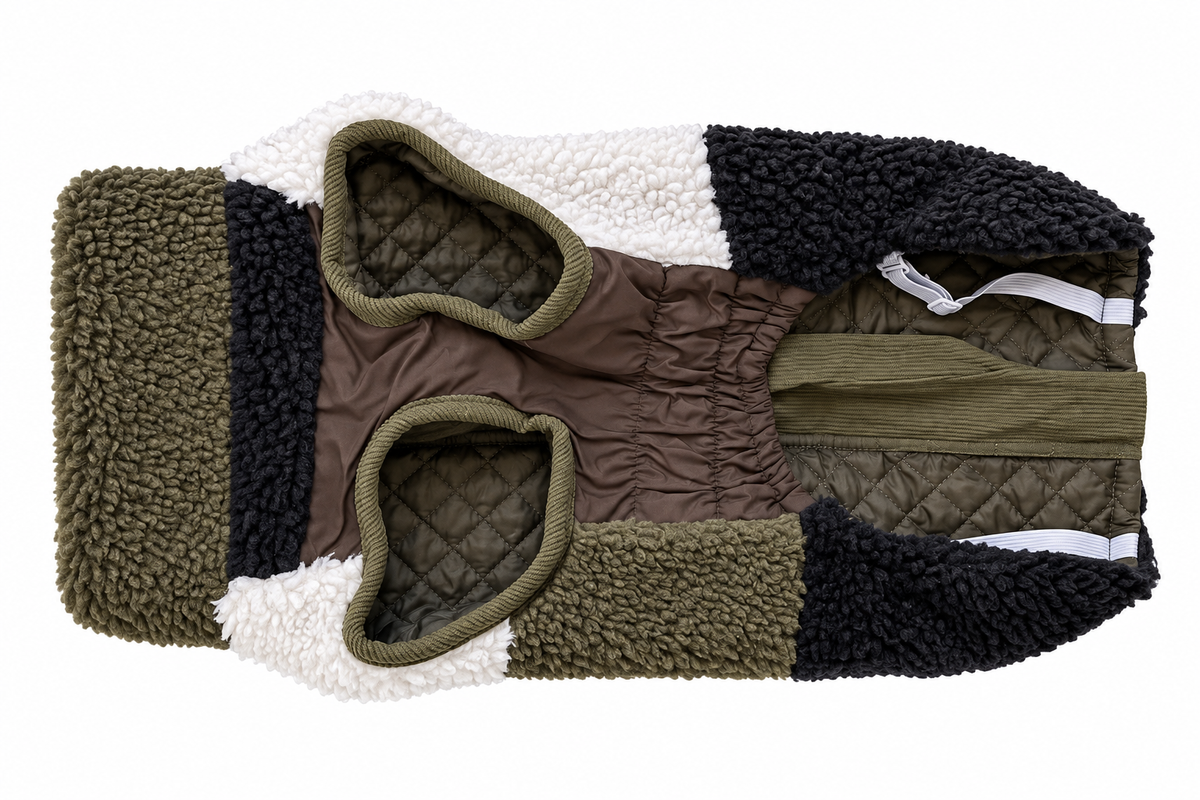 Green Block Sherpa Vest