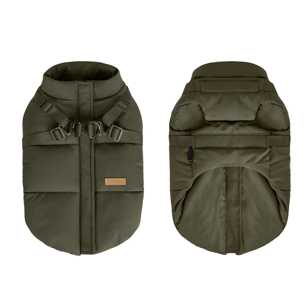 Olive Green Puffer Harness Coat