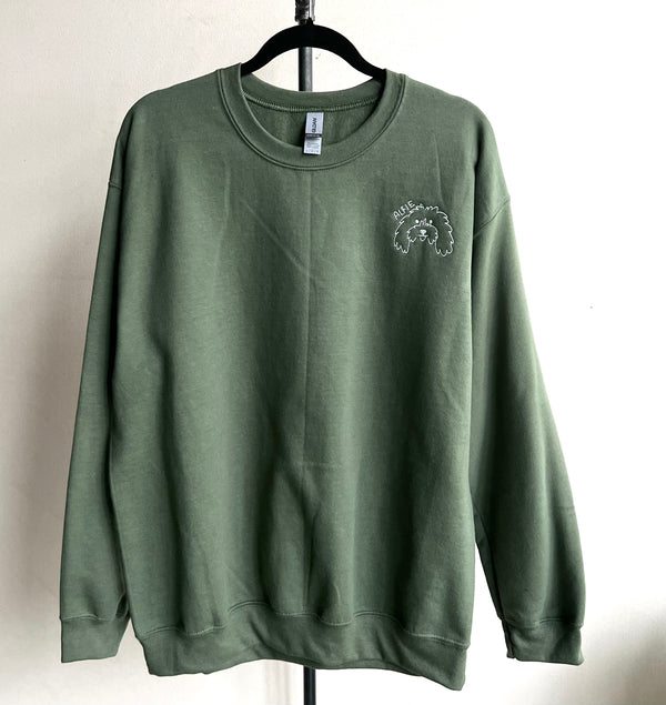 Custom Embroidered Sweatshirt - Military Green