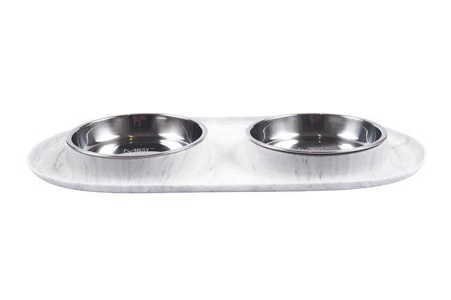 Double Silicone Cat Feeder Marble
