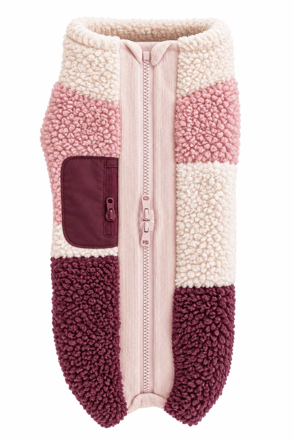 Pink Block Sherpa Vest
