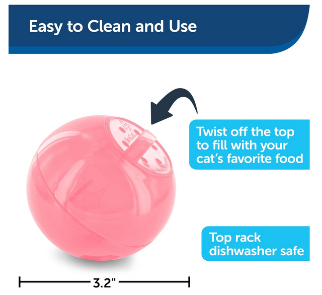 Slimcat Slow Feeder Ball for Cats, Pink