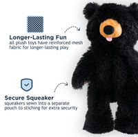 Stuffless Black Bear Dog Toy