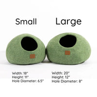Felted Wool Cat Cave Bed Grey