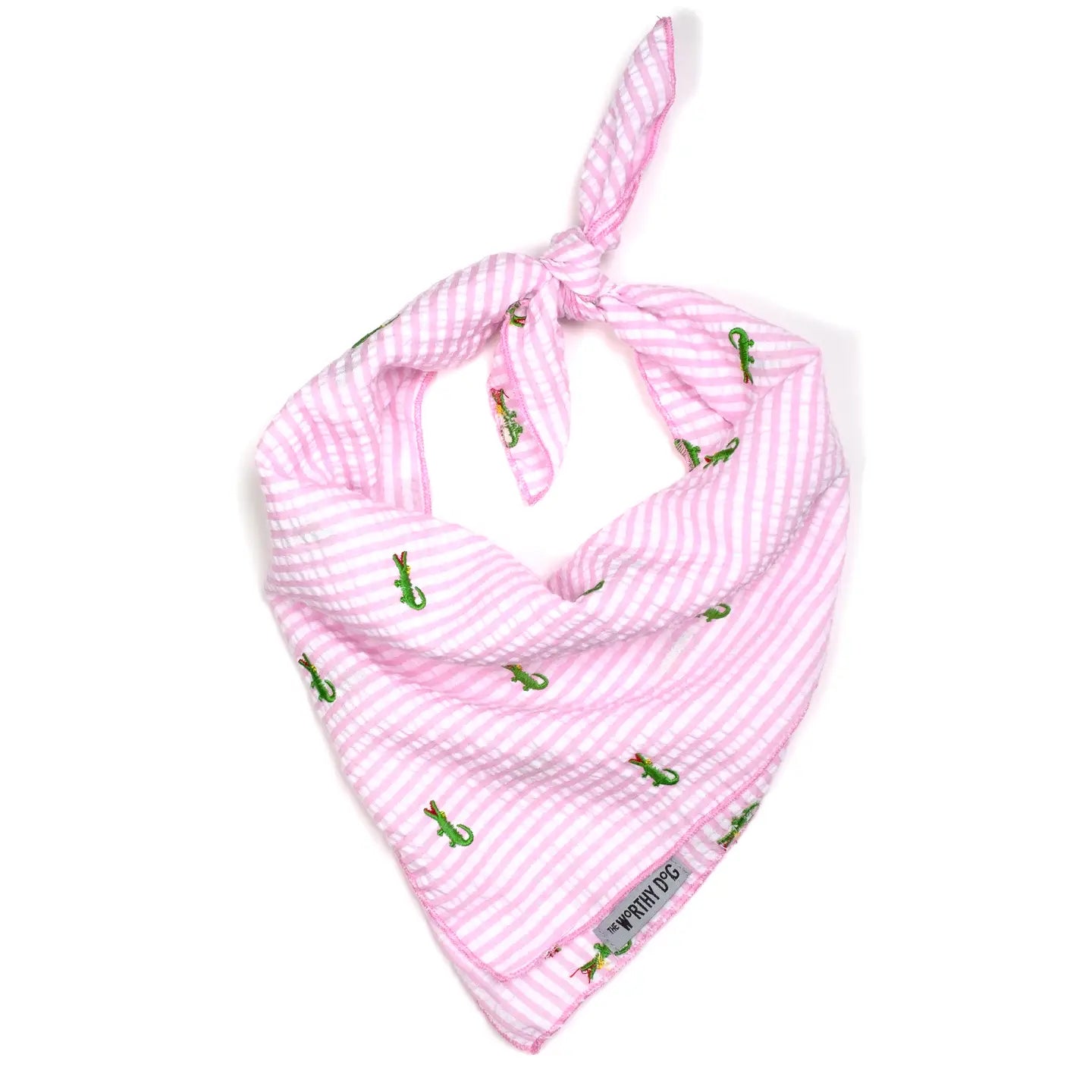 Pink Gingham Alligator Bandana