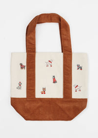 Seasonal Gift XMAS DOG Embroidered Canvas Mini Tote Bag