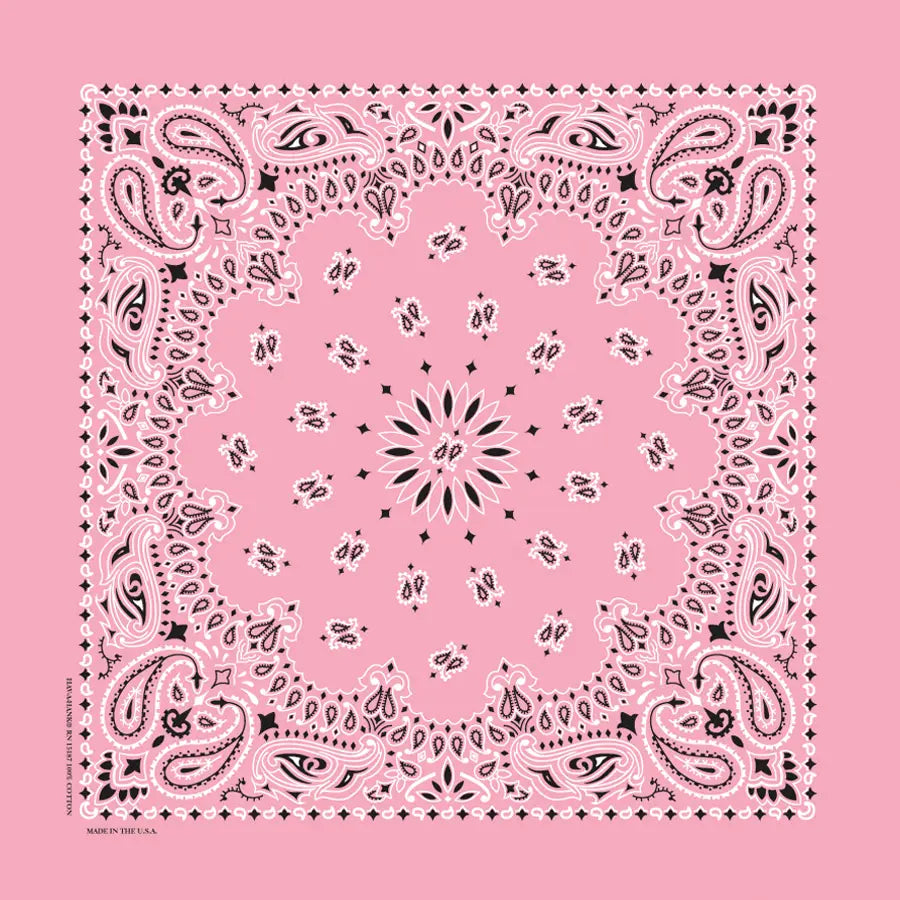 Light Pink Paisley Bandana 22"