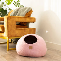 Felted Wool Cat Cave Bed - Pink