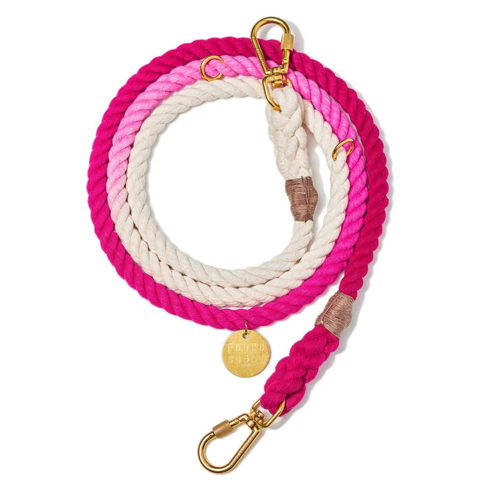 Found Hands Free Adjustable Rope Leash | Magenta Ombre