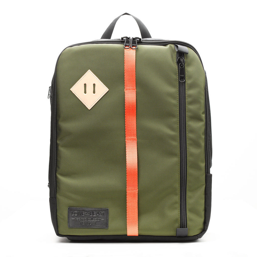Olive Nylon Canvas Backpack