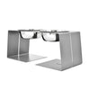 modern designer elevated dog food stand in grey with two stainless steel bowls with mini tex powder coated finish 