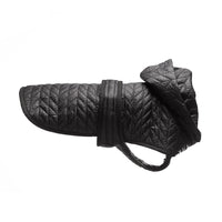 Black Quilted Nylon Puffer Jacket with Shearling Lining
