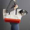 natural and orange canvas pet tote for airline travel