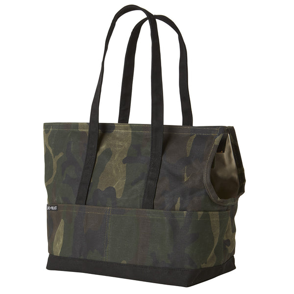 waxed camouflage canvas pet tote for city dog 