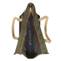 Canvas Pet Tote Olive & Navy