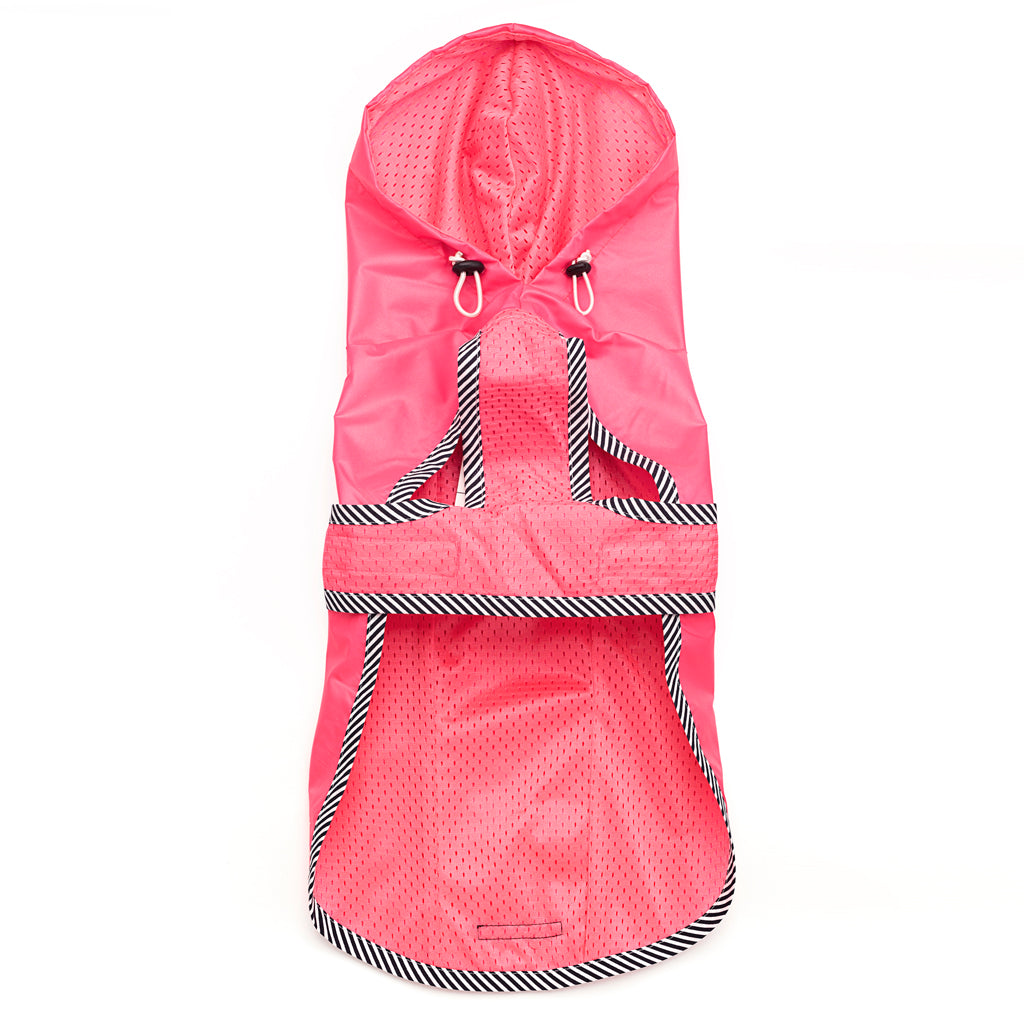 Neon Pink Nylon Rain Jacket with Mesh Lining