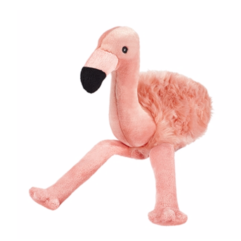 pink flamingo power plush toy with squeaker for heavy chewer dogs 