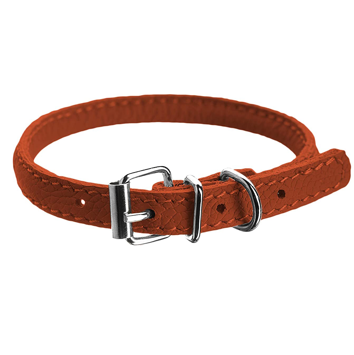 Rolled Leather Collar - Orange