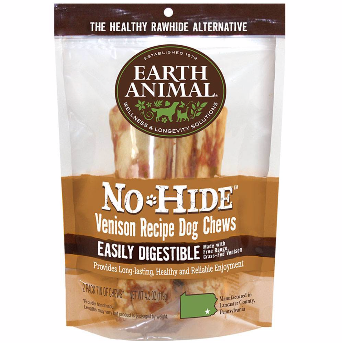 Earth Animal No Hide Venison Chews, 4.2oz
