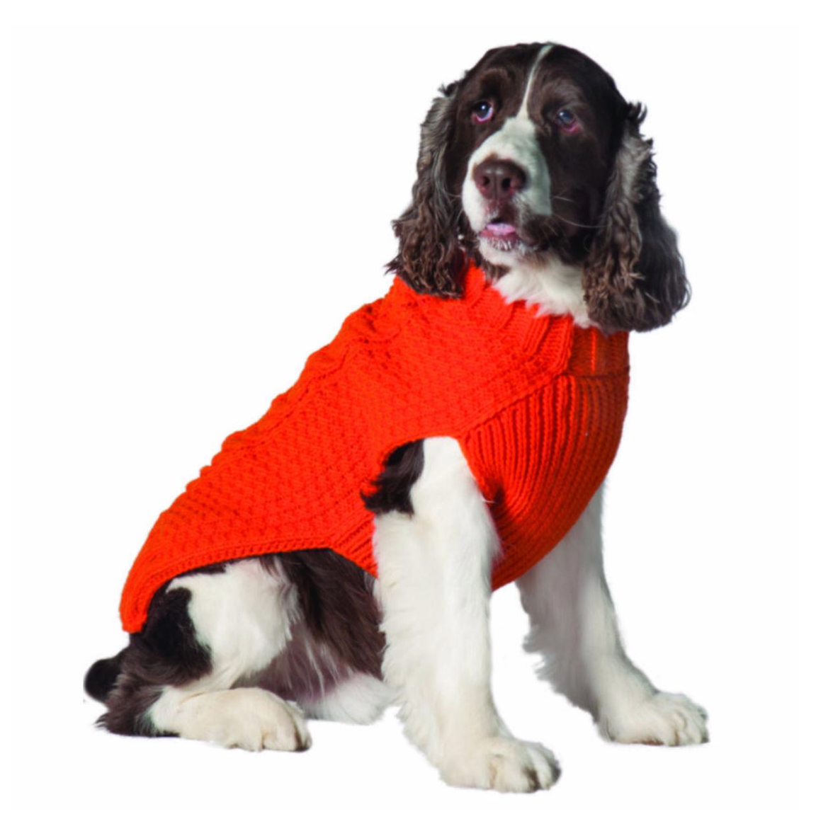 Cable Knit Sweater - Bright Orange