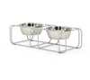 modern made in usa grey designer pet elevated food stand with two stainless steel bowls