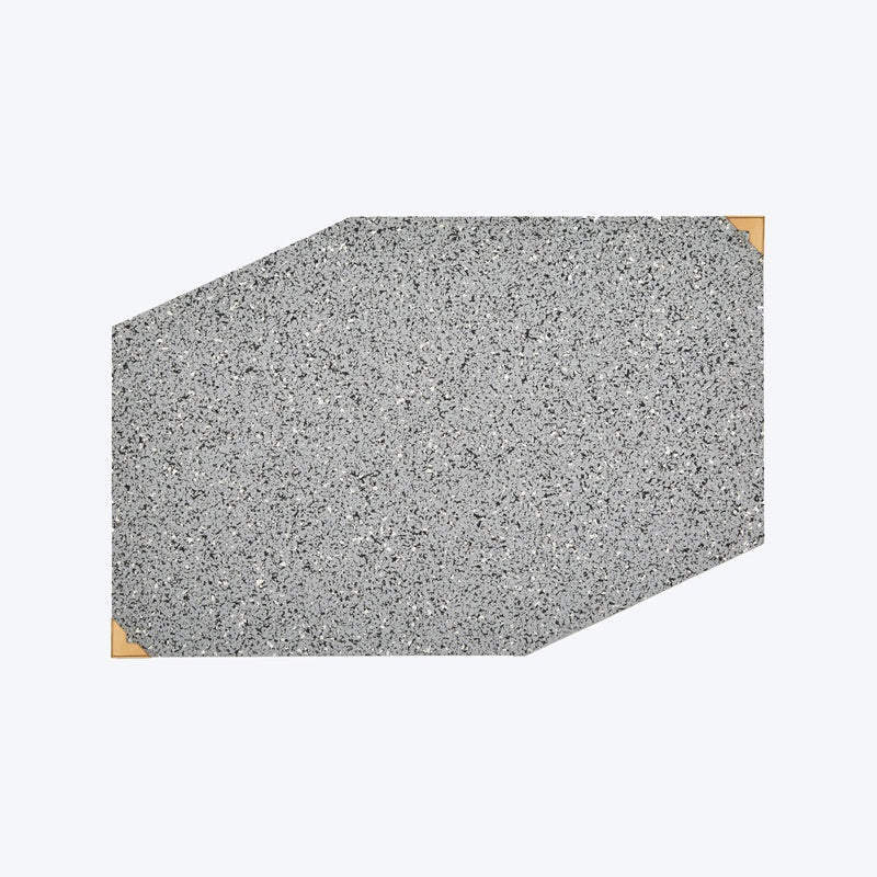 chic designer grey speckled rubber place mat with brass corner guards