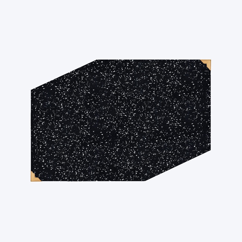 modern designer black speckled rubber dog bowl mat with brass detailing 