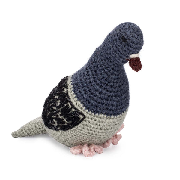 all natural wool knit pigeon dog toy with squeaker 