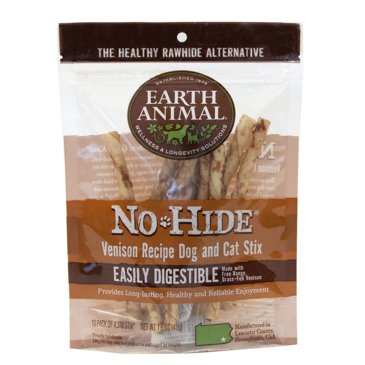 Earth Animal No Hide Venison Stix, 1.6oz